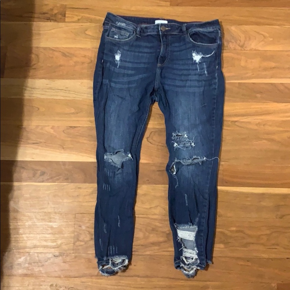 Ripped blue jeans